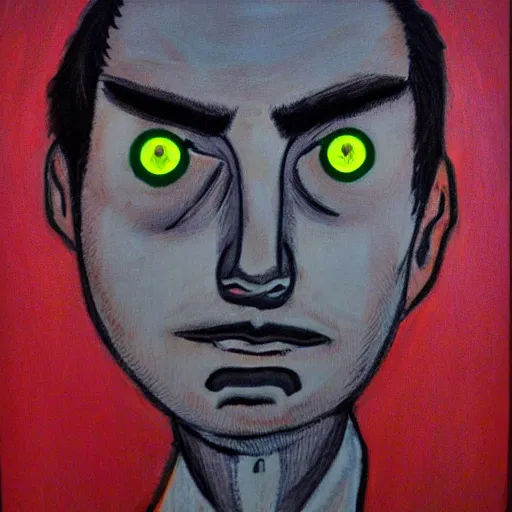 Prompt: man with glowing eyes