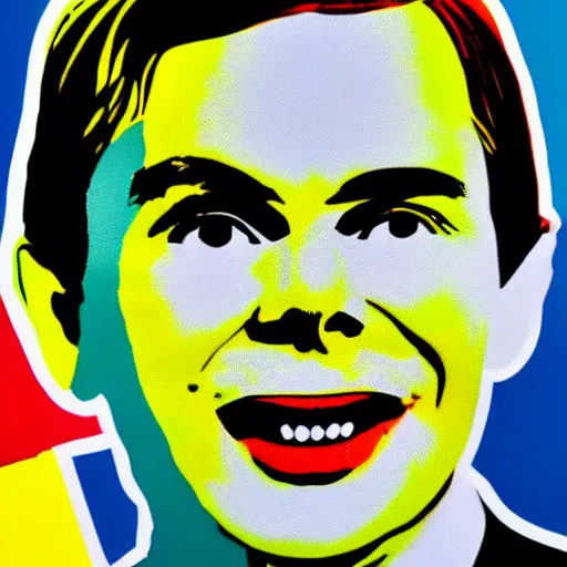 Image similar to rainbow smiling happy alan turing. pop art.