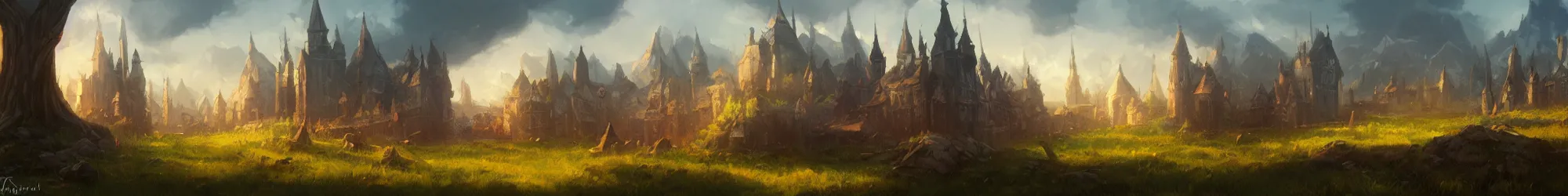 Image similar to medieval fantasy meadow landscape, digital art, andreas rocha, trending on artstation, 4k wallpaper