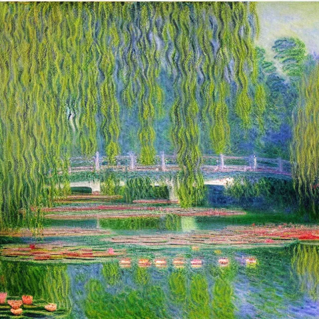 Image similar to a beautiful painting summer palace garden and lotus pond in beijing, by claude monet realistic oil painting