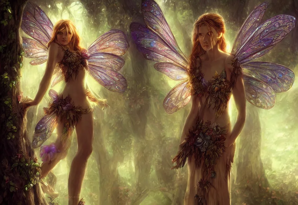 Prompt: a picture of a fairy, epic, detailed, intricate, digital painting, concept art, realistic, smooth, focus, rim light