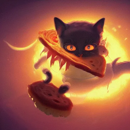 Image similar to deeply terrified cat running away from the giant carnivorous sandwich, artstation hq, dark phantasy, stylized, symmetry, modeled lighting, detailed, expressive, true unsimulated emotions, created by hayao miyazaki