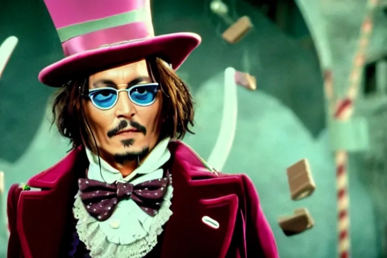 cinematic still of johnny depp playing a whimsical, Stable Diffusion