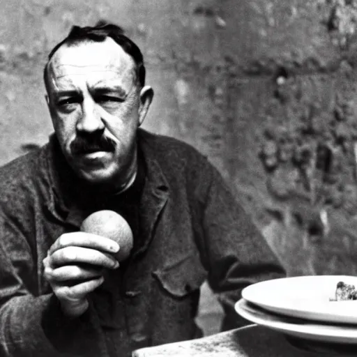 Prompt: portrait of John Steinbeck eating an orange in Jerusalem