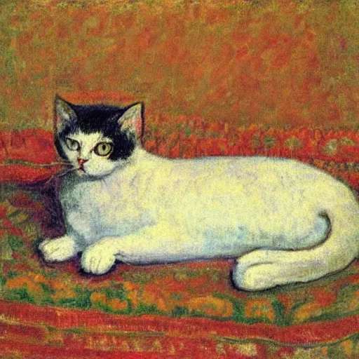 Image similar to white cat, painted by pierre bonnard