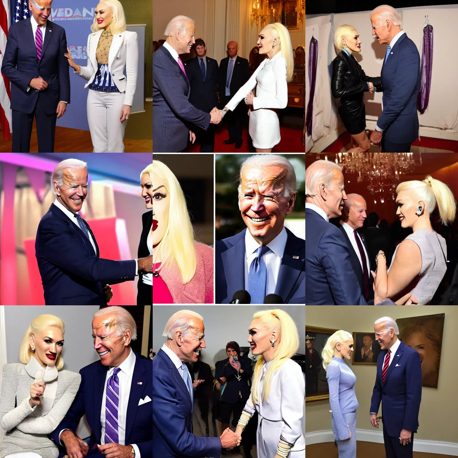 Prompt: Joe Biden meeting Gwen Stefani