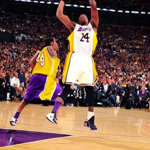 Prompt: kobe bryant hitting a fadeaway