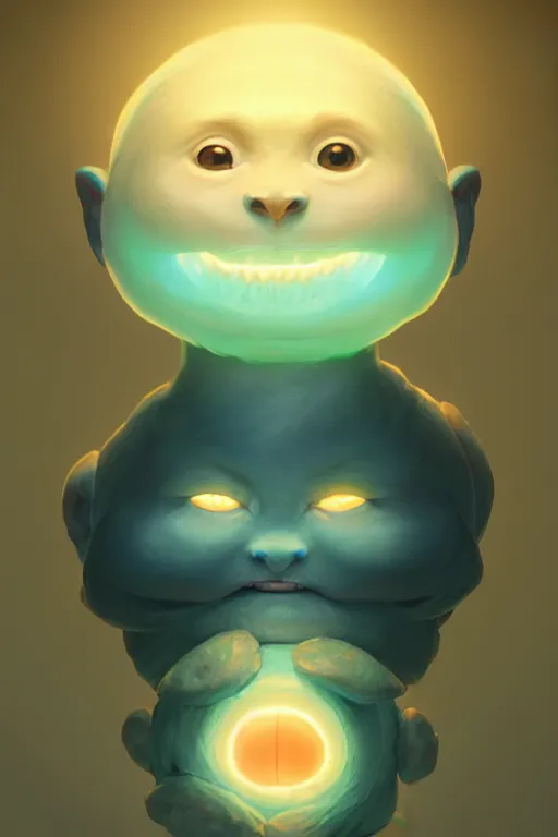 Image similar to super cute Bioluminescent earth deity character concept, single head, no double head, soft light, soft mood, realistic body features and face, illustration, painting oil on canvas by Elena Zhurikhina and Goro Fujita and Charlie Bowater, octane render trending on artstation, 4k, 8k, HD