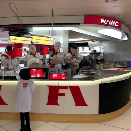 Prompt: alien working in kfc