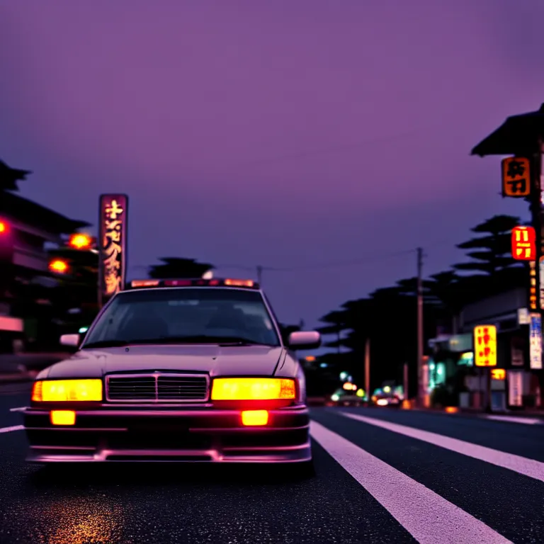 Image similar to close-up-photo JZX90 drift middle of street, sunset kanagawa prefecture, night, cinematic color, photorealistic, highly detailed,