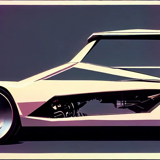 Image similar to concept art for a car with saw blades on the sides, illustrated by syd mead, high quality