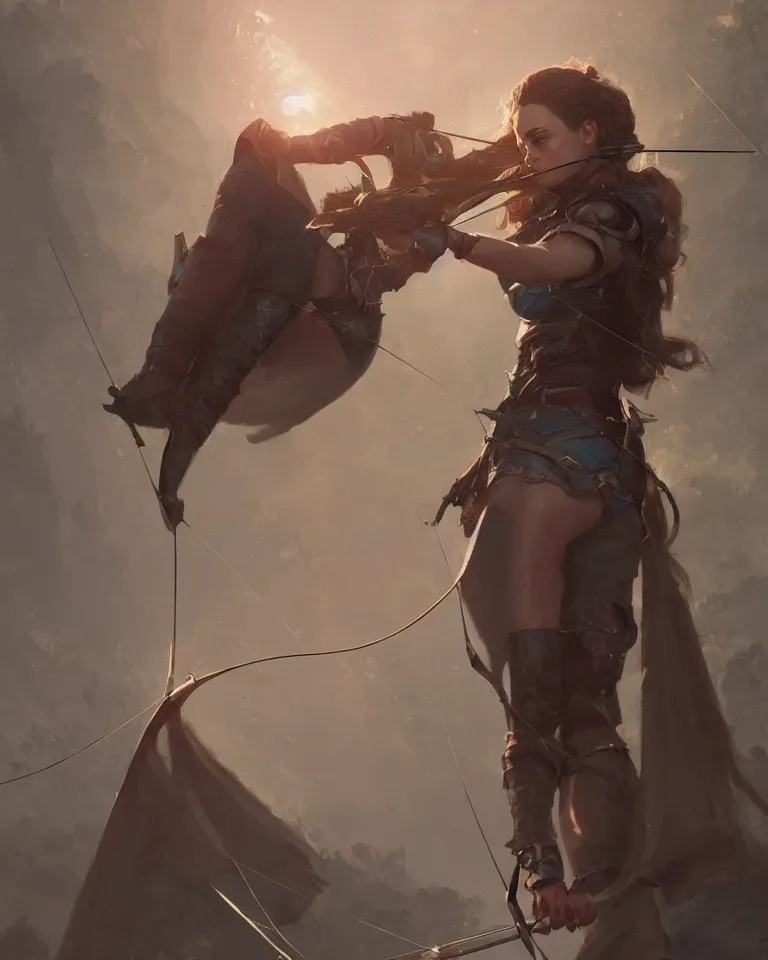 Image similar to portrait of sydney sweeney as a fantasy archer, greg rutkowski, artstation, 4 k, matte painting, concept art