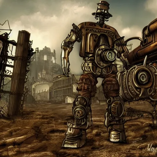 Prompt: fallout in the style of steampunk