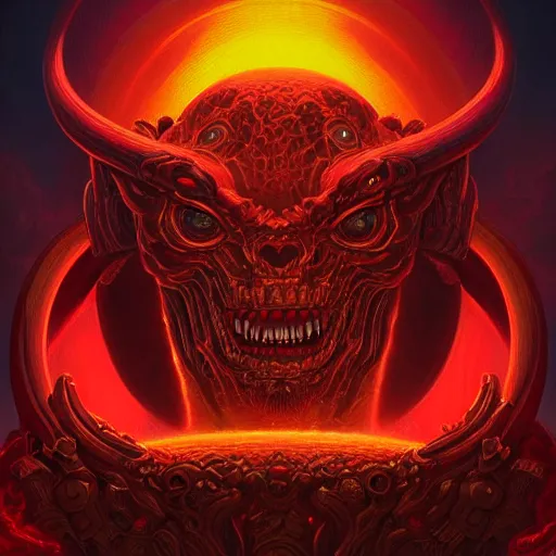 Image similar to doom demon elden ring boss portrait of satan, Pixar style, by Tristan Eaton Stanley Artgerm and Tom Bagshaw.