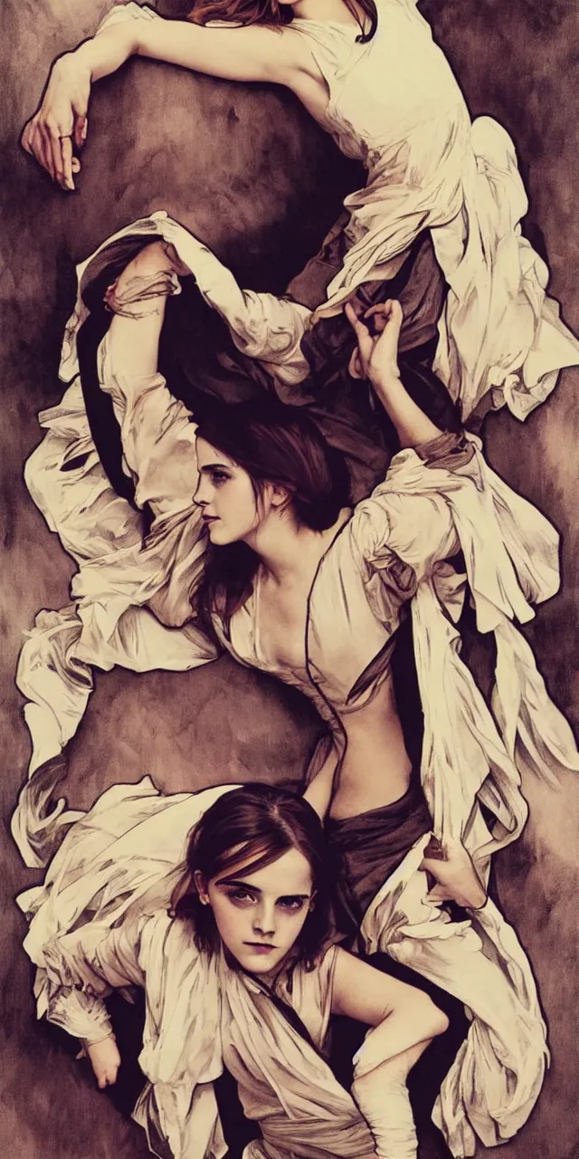 Image similar to emma watson stretching southern belle sketch greg rutkowski alphonse mucha david bailey david bailey david bailey david bailey