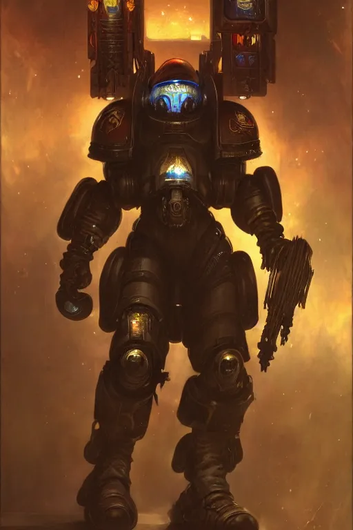 Image similar to character portrait cyberpunk starcraft terran warhammer 4 0 k space marine tech priest steve buscemi, character design, painting by gaston bussiere, katsuya terada, frank frazetta, tom of finland, trending on artstation