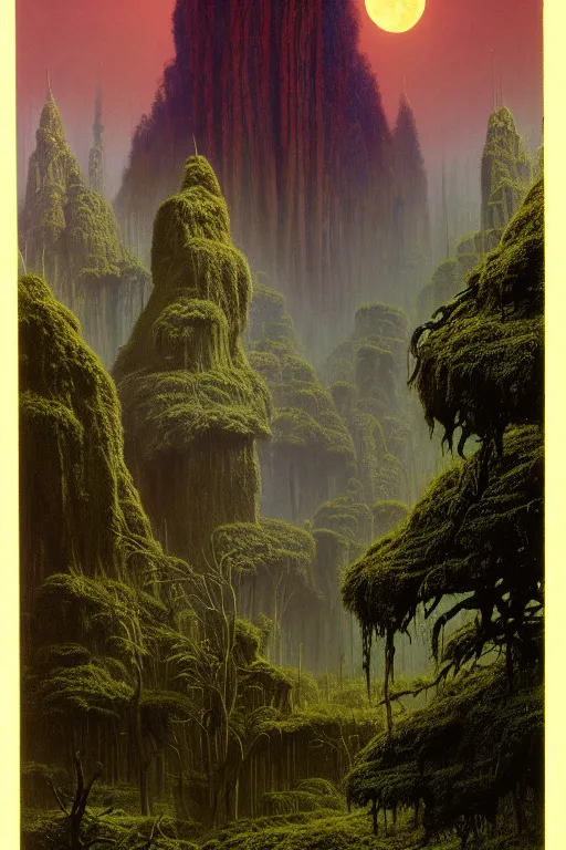 Image similar to emissary the forest moon home of the furry ewoks ( designated : ix 3 2 4 4 - a ) by arthur haas and bruce pennington and john schoenherr, cinematic matte painting, 8 k, dark color palate