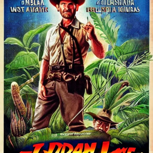 Image similar to indiana jones and the killer plant movie poster