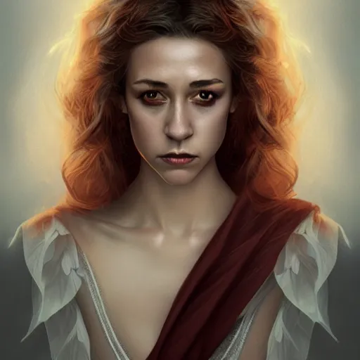 Prompt: gorgeous female stella maeve magician, realistic character concept, medium shot, elegant pose, spooky, illustration, symmetrical face and body, realistic symmetrical eyes, artstation, cinematic lighting, detailed realistic symmetrical eyes, 8 k, charlie bowater, jacob riis, tom bagshaw, single face, insanely detailed and intricate elegant, autumn leaves