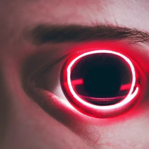 Prompt: an man with glowing red eyes