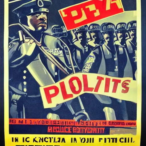 Image similar to a propaganda poster about the benefits of police brutality