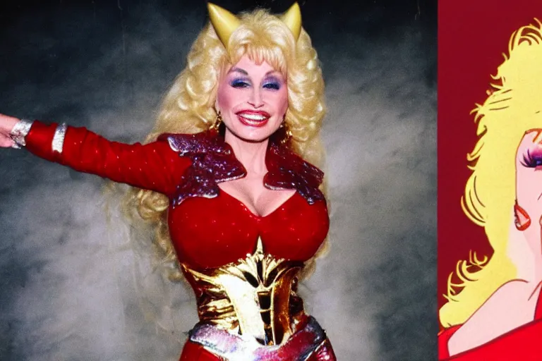 Image similar to Photo of Dolly Parton as She-Ra, 1985,
