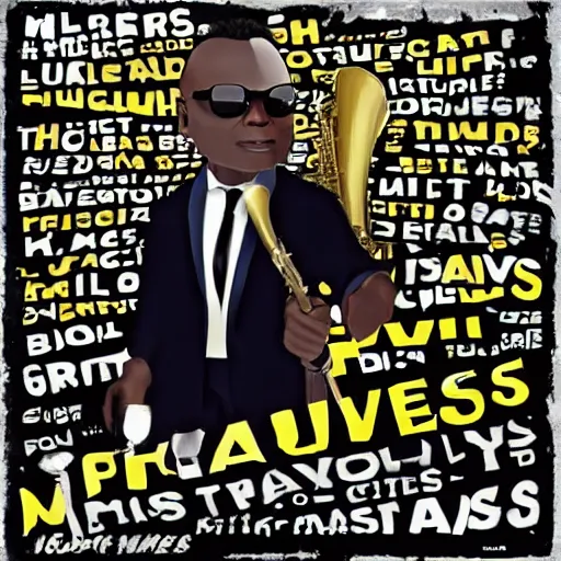 Image similar to Miles Davis as Gru from Minions