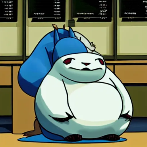 Prompt: Snorlax, sitting on the stock exchange floor