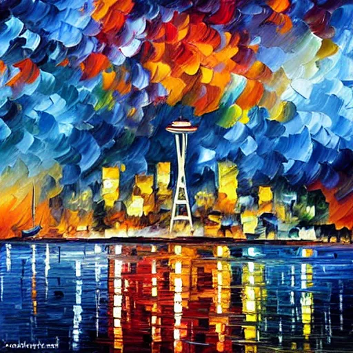 Image similar to oil painting of seattle by leonid afremov