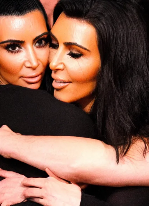 Prompt: film still of kim kardashian hugging an xenomorph in Alien.