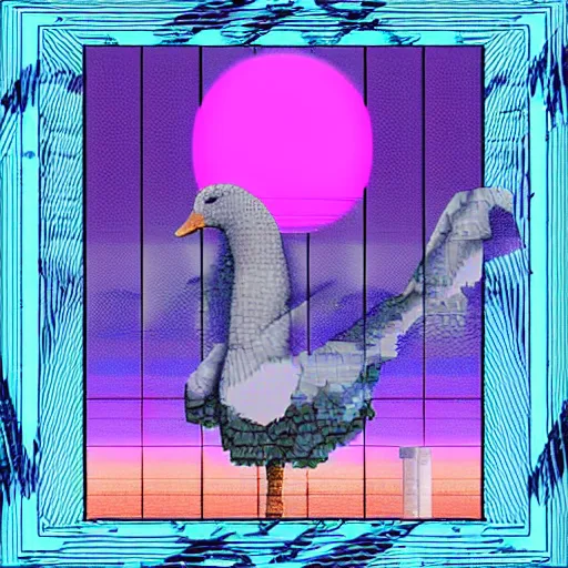 Image similar to vaporwave goose