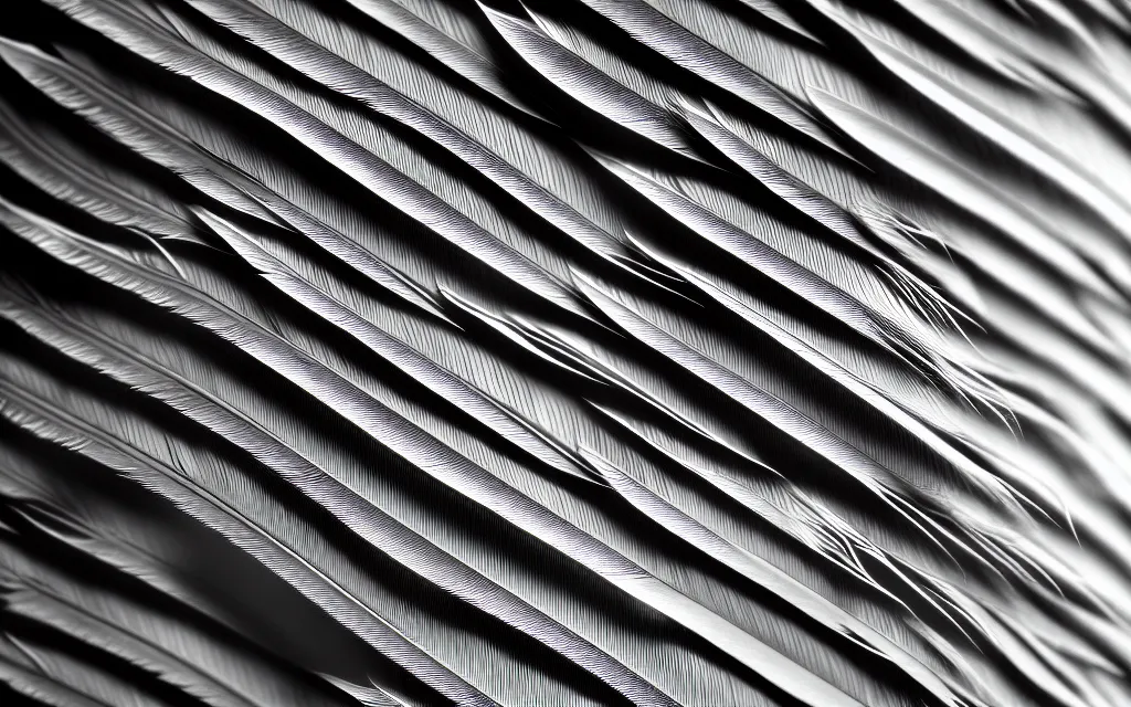 Prompt: close up of feathers, high contrast cinematic lighting, ambient occlusion render, duotone, detailed