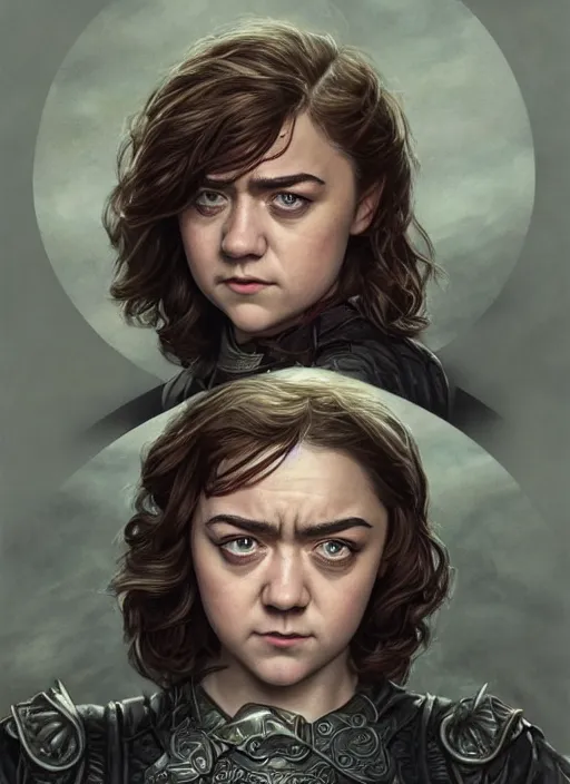 Image similar to angry Maisie Williams as a ruggedly muscled handsome heroine, intricate, elegant, highly detailed, centered, digital painting, artstation, concept art, smooth, sharp focus, illustration, artgerm, donato giancola, Joseph Christian Leyendecker, WLOP, Artgerm