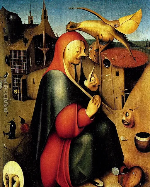 Image similar to Dama con l'ermellino painting by Hieronymus Bosch