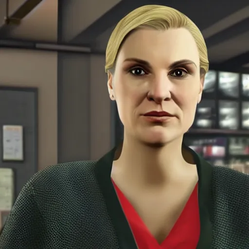 Image similar to Kim Wexler from Better Call Saul as a GTA character portrait, Grand Theft Auto, GTA cover art