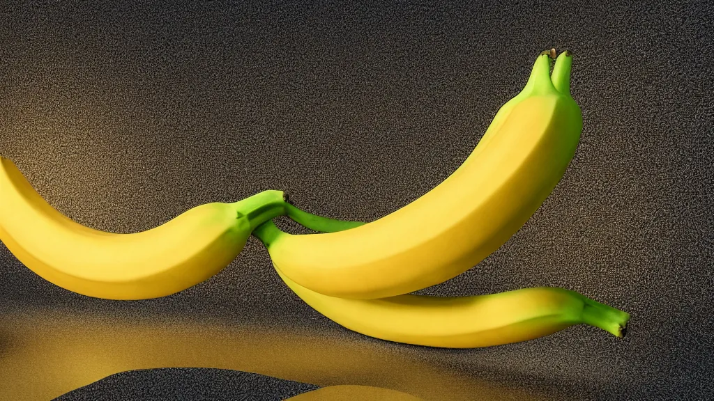 Image similar to a banana, hyperdimensional, 8 k, rim lighting, led, lumen global illumination, opaque, glowing, rubber, ray tracing reflections