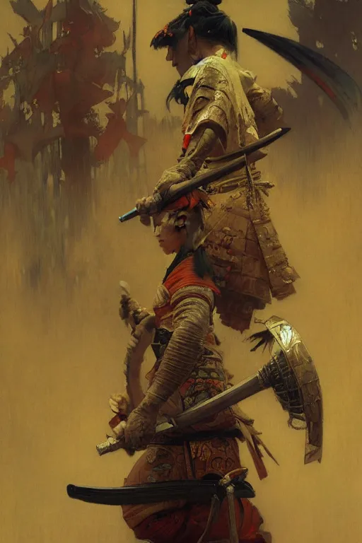 Prompt: samurai, painting by gaston bussiere, craig mullins, greg rutkowski, alphonse mucha