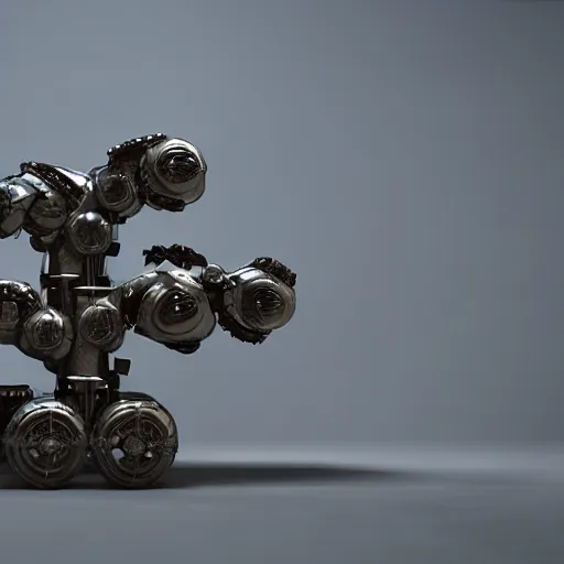 Image similar to mechanical greek hydra with cars as heads, cinematic, diffuse light, rendered in povray