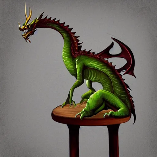 Image similar to dragon sitting on a high top stool waiting patiently for a drink, digital art