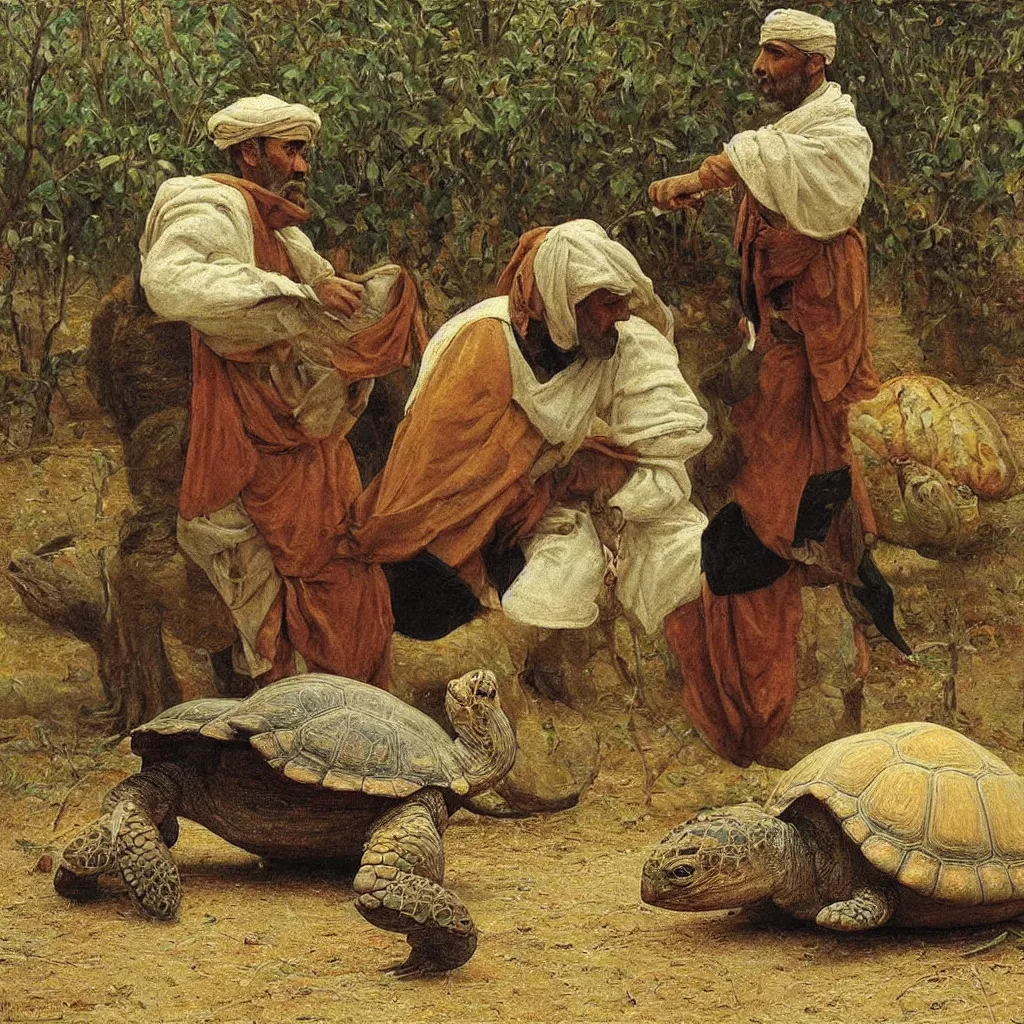 Image similar to osman hamdi bey, The Tortoise Trainer, canvas