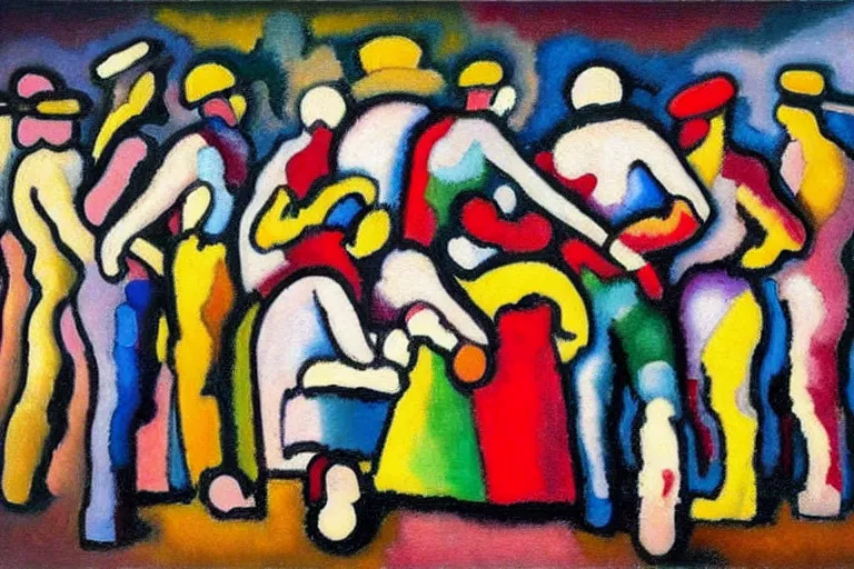 Prompt: ( ( a beautiful 8 k photorealistic masterpiece oil painting as a logo ) ( of ( group of people standing with their backs to the camera ) ( nuts and bolts ) ( painted by wassily kandinsky ) ) ( hyperrealism ) ( 1 6 k ) ( trending on artstation )