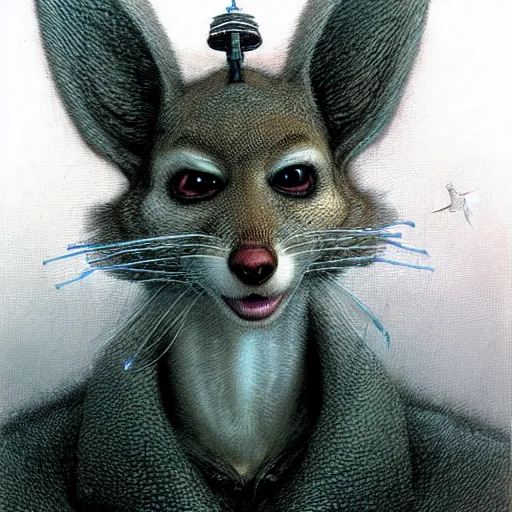 Prompt: portrait of gadget hackwrench from chip'n dale rescue rangers by luis royo and wayne barlowe, beksinski