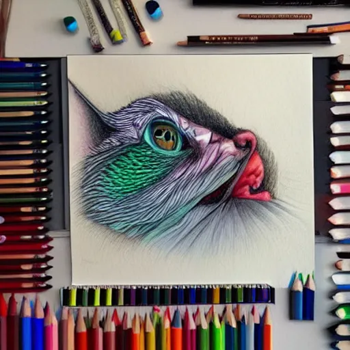 Image similar to Colored pencil art on paper, highly detailed, artstation, PrismaColor