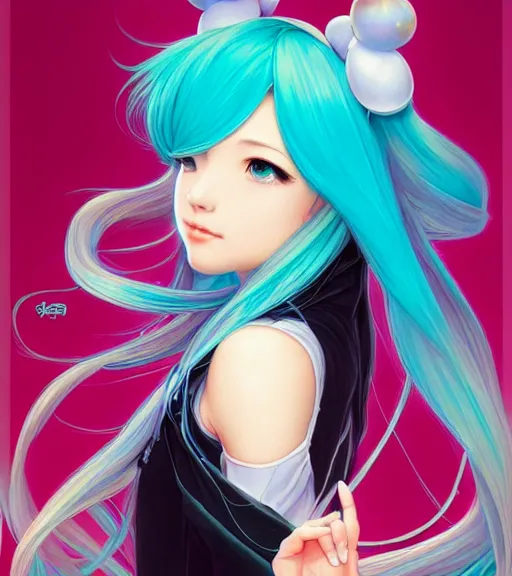 Prompt: portrait of disney! hatsune miku!!!!!, intricate, elegant, highly detailed, digital painting, artstation, concept art, smooth, sharp focus, illustration, art by artgerm and greg rutkowski and alphonse mucha and uang guangjian and gil elvgren and sachin teng and wlop, symmetry!!