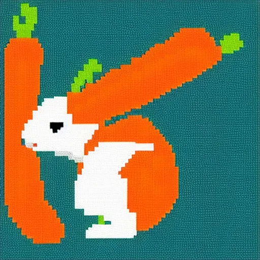 Prompt: pixel art of a cute rabbit eating a carrot