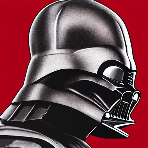 Prompt: darth vader, profile pic, centered, red background, accurate anatomy, highly detailed, digital art