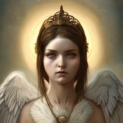 Image similar to A beautiful digital painting of a baby female Seraphim, princess, the moon behind her, intricate, cinematic lighting, highly detailed, digital painting, Artstation, concept art, smooth, sharp focus, illustration, art by Tom Bagshaw, Artgerm and Greg Rutkowski