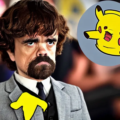 Prompt: peter dinklage disguised as pikachu