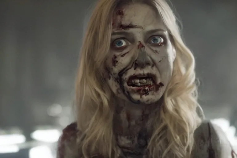 Image similar to film still of zombie zombie Sharon Carter as a zombie in new avengers movie, 4k