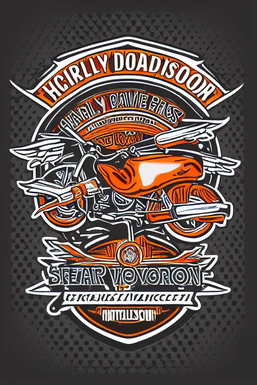 Image similar to Harley Davidson motorbike , sticker, colorful, illustration, highly detailed, simple, smooth and clean vector curves, no jagged lines, vector art, smooth